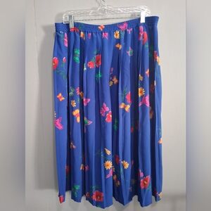 Alfred Dunner Blue Maxi Skirt with Floral & Butterfly Print